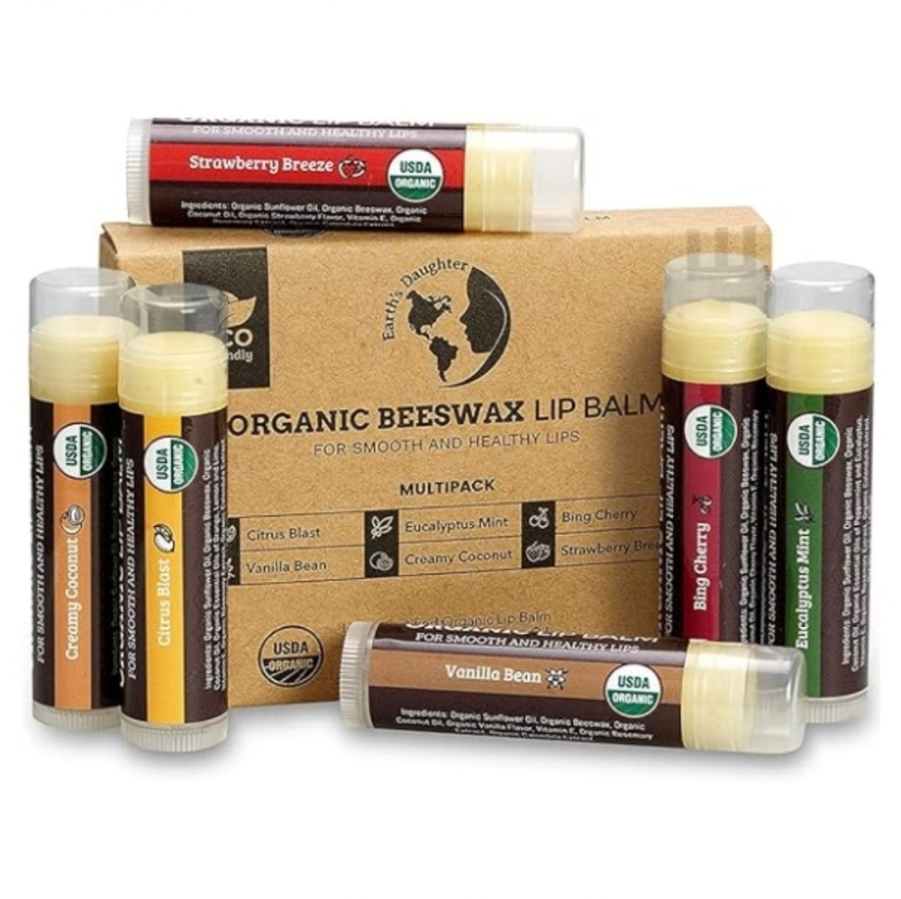 6 Pack Organic Best Lip Balm Repair Chapstick for Dry Cracked Lips